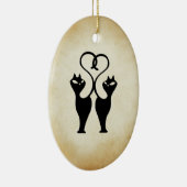 Twee katten silhouet keramisch ornament (Rechts)