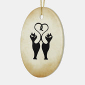 Twee katten silhouet keramisch ornament (Links)