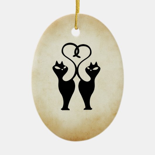 Twee katten silhouet keramisch ornament (Voorkant)