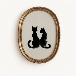 Twee katten silhouet muurposter poster