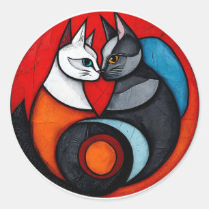 Twee katten sticker voor laptop kattenliefhebbers