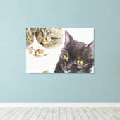 Twee katten - tabby en schildpad canvas afdruk (Insitu (Houten vloer))
