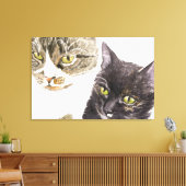 Twee katten - tabby en schildpad canvas afdruk (Insitu (Woonkamer))