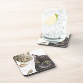 Twee katten - tabby en tortie bier onderzetter (Rechterzijde)