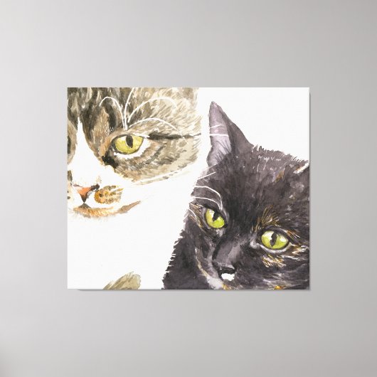 Twee katten - tabby en tortie canvas afdruk (Voorkant)