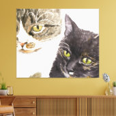Twee katten - tabby en tortie canvas afdruk (Insitu (Woonkamer))