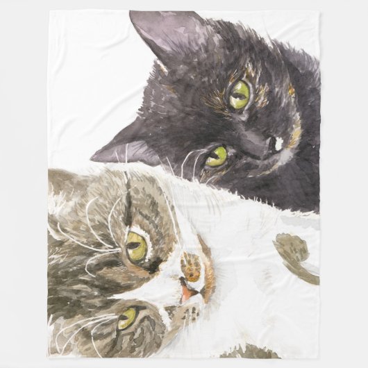 Twee katten - tabby en tortie fleece deken (Voorkant)
