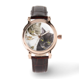 Twee katten - tabby en tortie horloge