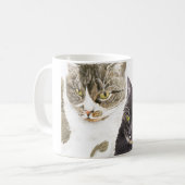 Twee katten - tabby en tortie koffiemok (Voorkant links)