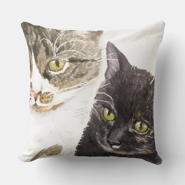 Twee katten - tabby en tortie kussen (Voorkant)