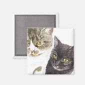 Twee katten - tabby en tortie magneet (Voorkant / Achterkant)