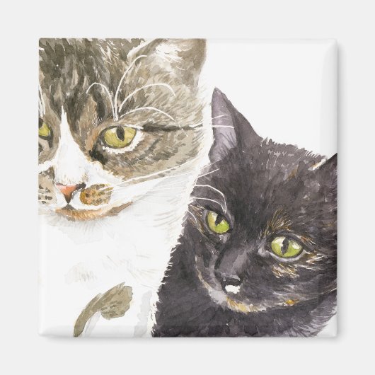 Twee katten - tabby en tortie magneet (Voorkant)