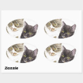 Twee katten - tabby en tortie ovale sticker (Vel)