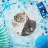 Twee katten - tabby en tortie papieren bordje (Feest)