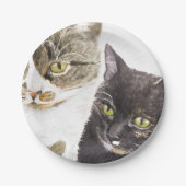 Twee katten - tabby en tortie papieren bordje (Voorkant)