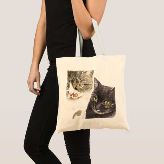 Twee katten - tabby en tortie tote bag (Voorkant (product))
