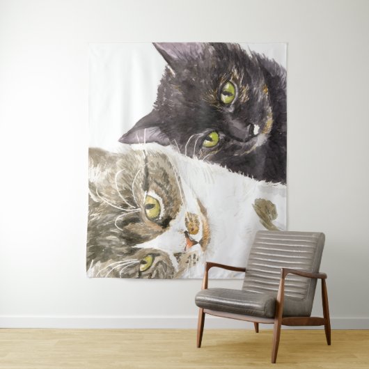 Twee katten - tabby en tortie wandkleed (In situ)