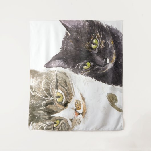 Twee katten - tabby en tortie wandkleed (Voorkant)