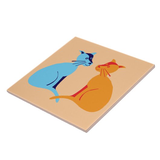 twee katten tegeltje (Zijkant)