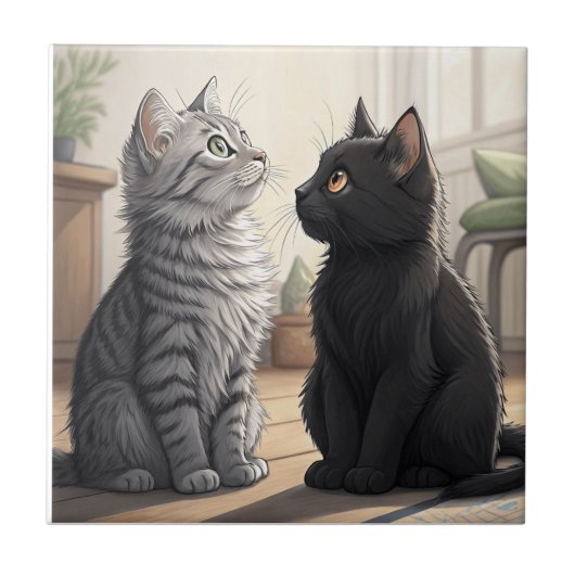 Twee katten tegeltje (Voorkant)