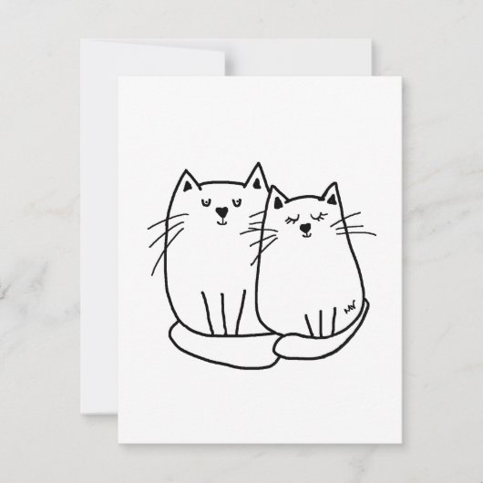 Twee katten Tekening Notitiekaartje (Voorkant)
