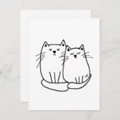 Twee katten Tekening Notitiekaartje (Voorkant / Achterkant)