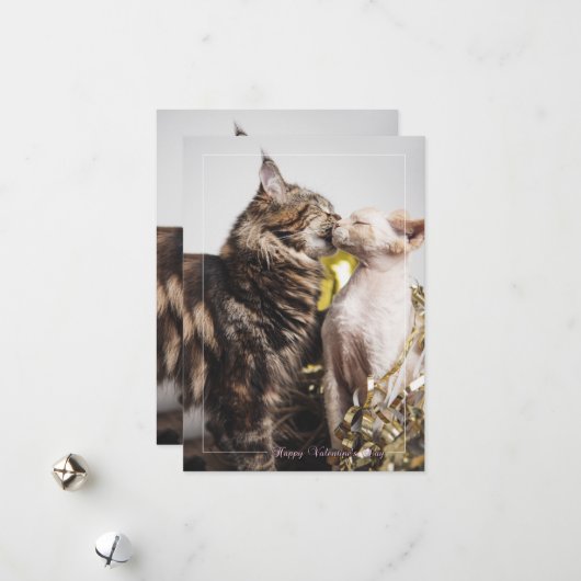 "Twee Katten" Valentijnsdag Kaart (Voorkant / Achterkant in situ)