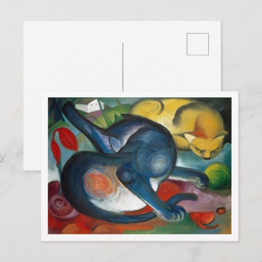 Twee katten van Franz Marc Briefkaart (Voorkant / Achterkant)