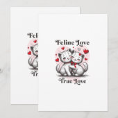 Twee katten verliefd: knuffelen en krabben onder kaart (Voorkant / Achterkant)
