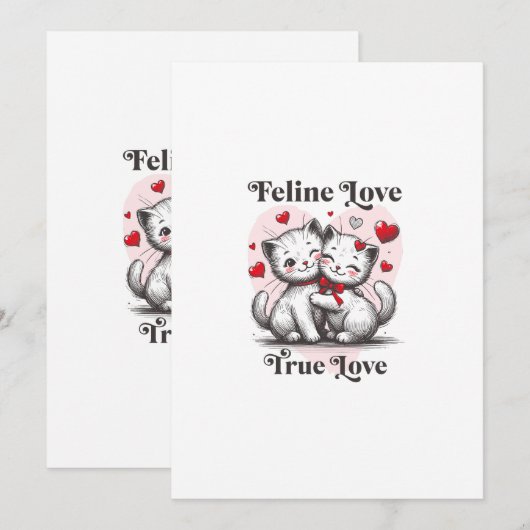 Twee katten verliefd: knuffelen en krabben onder kaart (Voorkant / Achterkant)