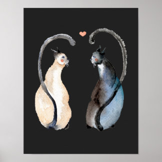Twee katten verliefd poster