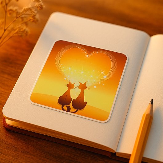 Twee Katten Verliefd Stickers