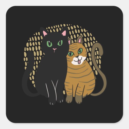 Twee katten vierkante sticker (Voorkant)
