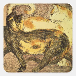 Twee katten vierkante sticker