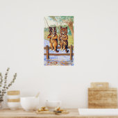 Twee katten vissen, Louis Wain Poster (Keuken)