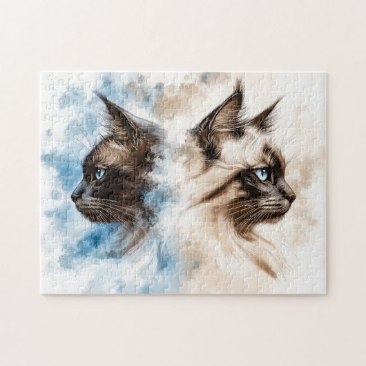 Twee katten waterverf legpuzzel (Horizontaal)