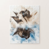 Twee katten waterverf legpuzzel (Verticaal)