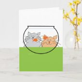 Twee Katten Wenskaart Kaart (Gele Bloem)
