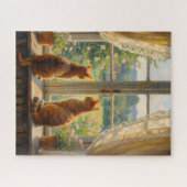 Twee katten zittend in een baamraamstoel legpuzzel (Horizontaal)