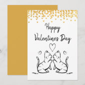 Twee katten zoenen - Fijne Valentijnsdag Feestdagenkaart (Voorkant / Achterkant)