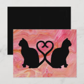 Twee kattenkoppen op roze marmer briefkaart (Voorkant / Achterkant)