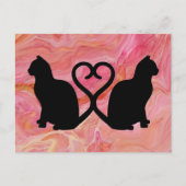 Twee kattenkoppen op roze marmer briefkaart (Voorkant)