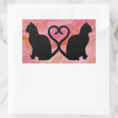 Twee kattenkoppen op roze marmer rechthoekige sticker (Tas)