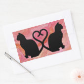 Twee kattenkoppen op roze marmer rechthoekige sticker (Envelop)