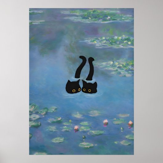 Twee kattenprint Monet Waterlily Poster (Voorkant)