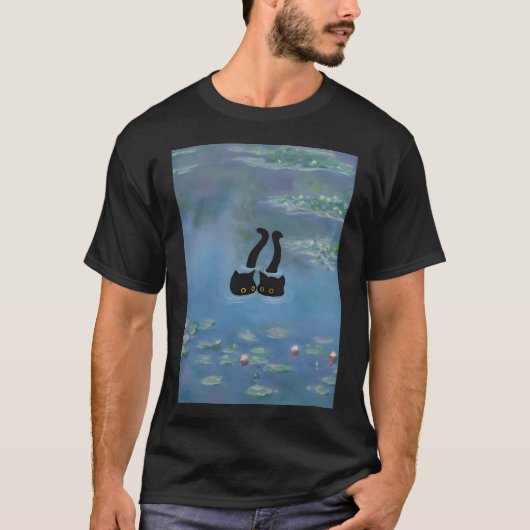 Twee kattenprint Monet Waterlily T-shirt (Voorkant)