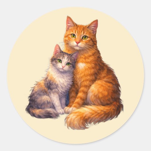 Twee kattenstickers ronde sticker (Voorkant)