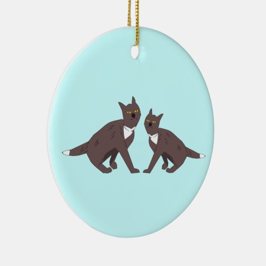 Twee kattenversiering keramisch ornament (Rechts)