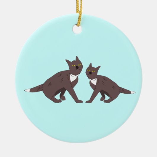 Twee kattenversiering keramisch ornament (Voorkant)