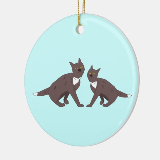 Twee kattenversiering keramisch ornament (Links)